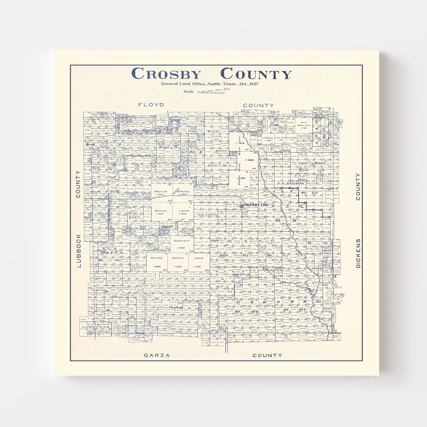 Vintage Map of Crosby County, Texas 1927