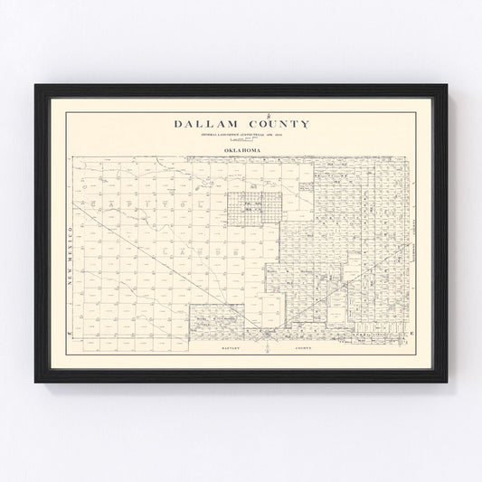 Vintage Map of Dallam County, Texas 1926