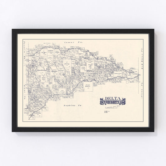 Vintage Map of Delta County, Texas 1927