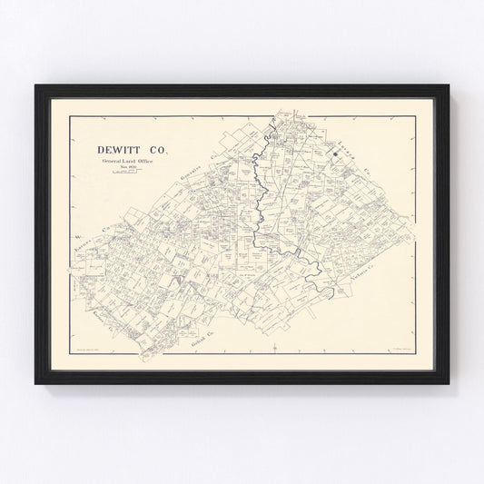Vintage Map of DeWitt County, Texas 1920