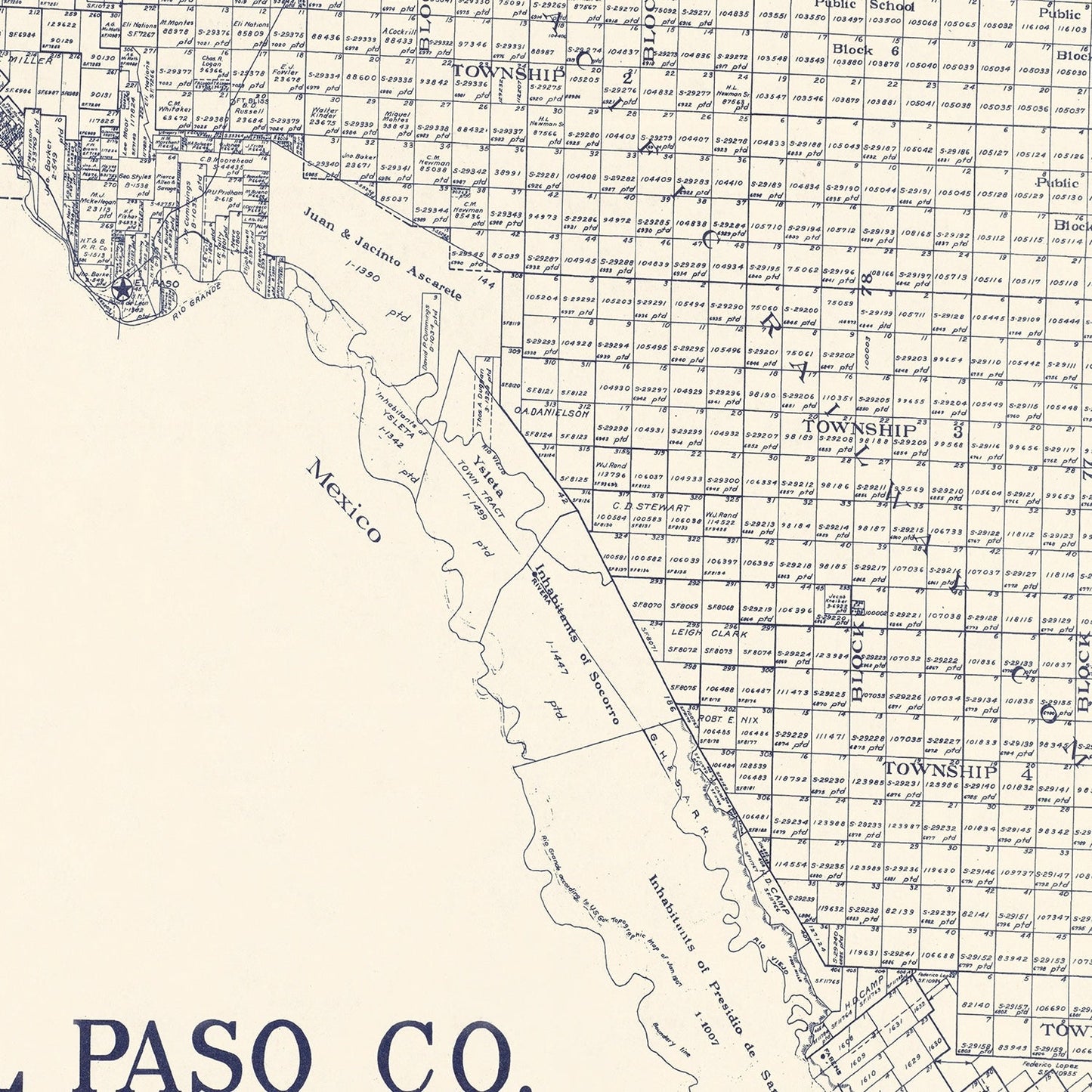 Vintage Map of El Paso County, Texas 1921