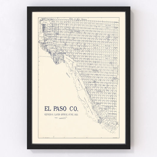 Vintage Map of El Paso County, Texas 1921