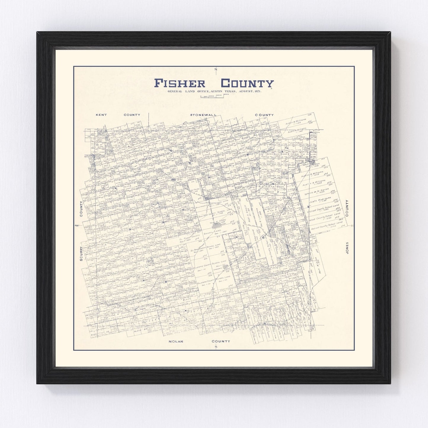Vintage Map of Fisher County, Texas 1921