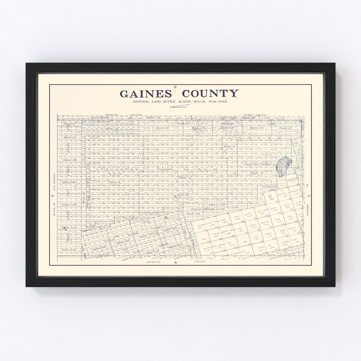 Vintage Map of Gaines County, Texas 1922