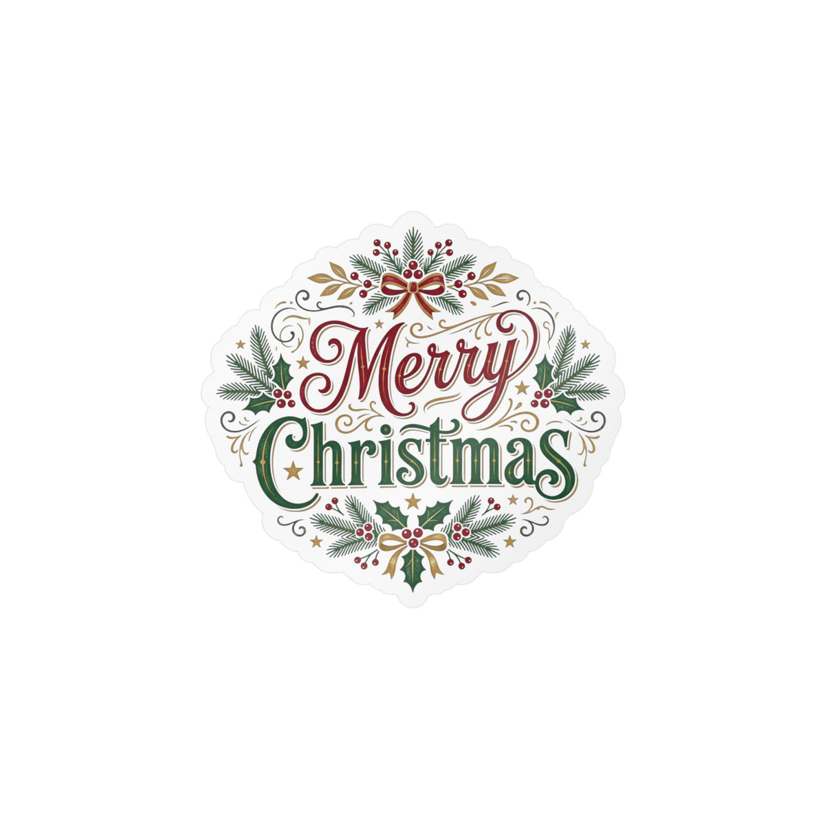 Merry Christmas Vinyl Decal — Holiday Wreath Sticker for Windows, Laptops & Gifts