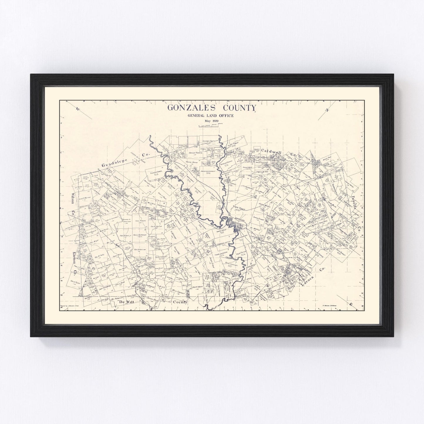 Vintage Map of Gonzales County, Texas 1920