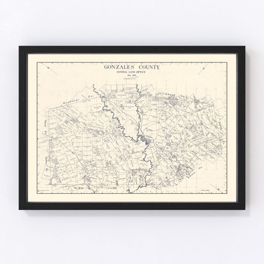 Vintage Map of Gonzales County, Texas 1920