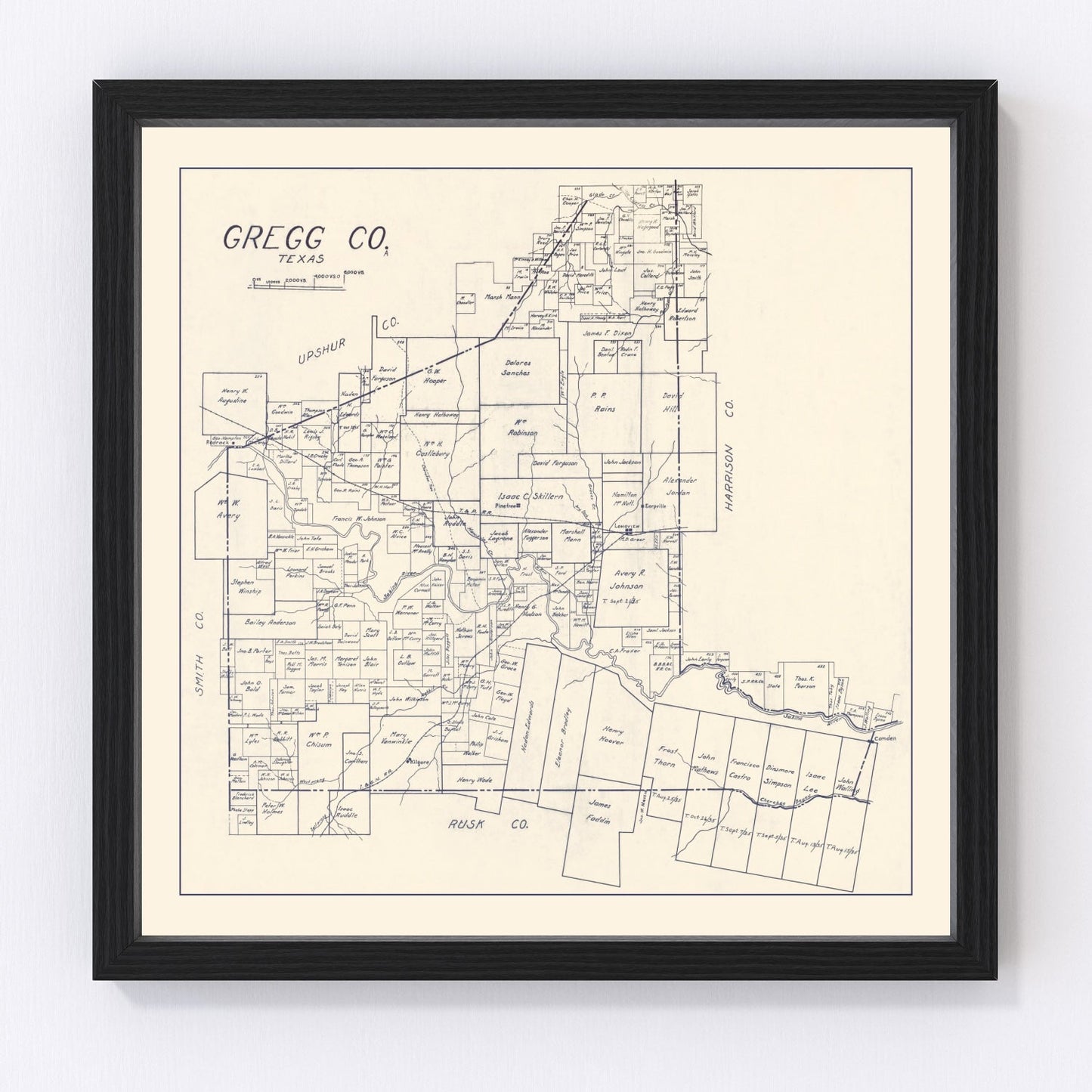 Vintage Map of Gregg County, Texas 1927