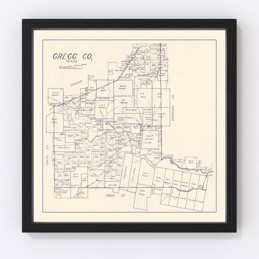 Vintage Map of Gregg County, Texas 1927