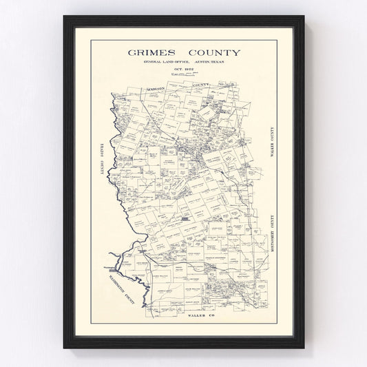 Vintage Map of Grimes County, Texas 1922