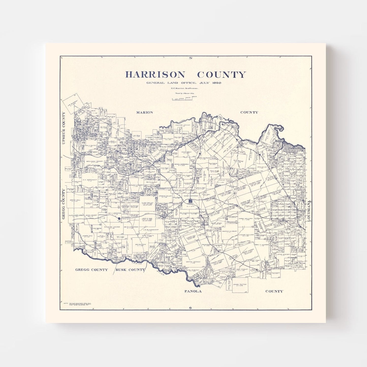 Vintage Map of Harrison County, Texas 1920
