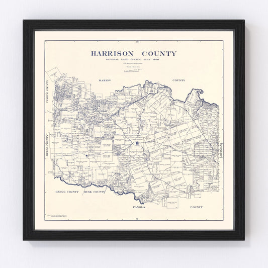 Vintage Map of Harrison County, Texas 1920
