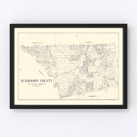Vintage Map of Henderson County, Texas 1922