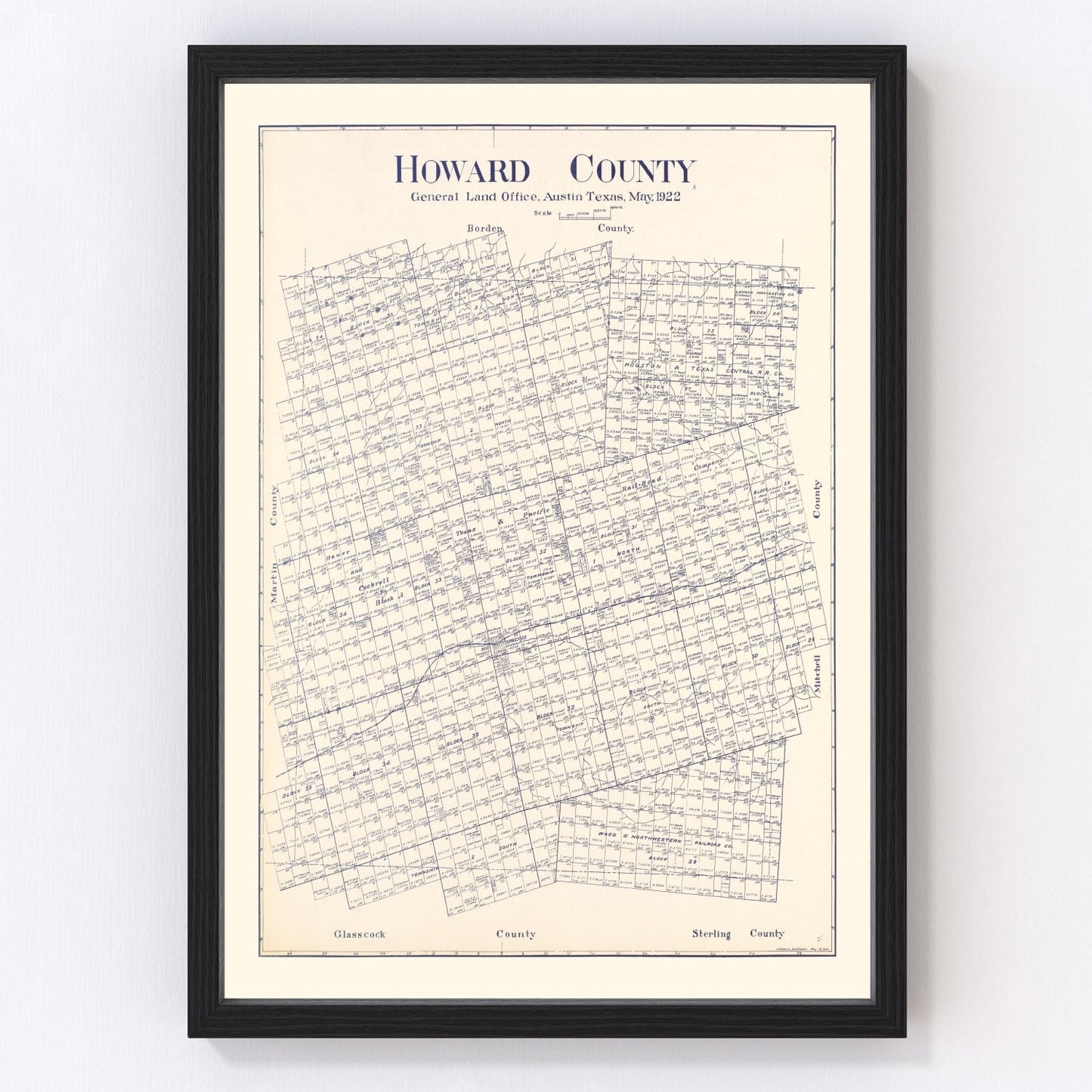 Vintage Map of Howard County, Texas 1922