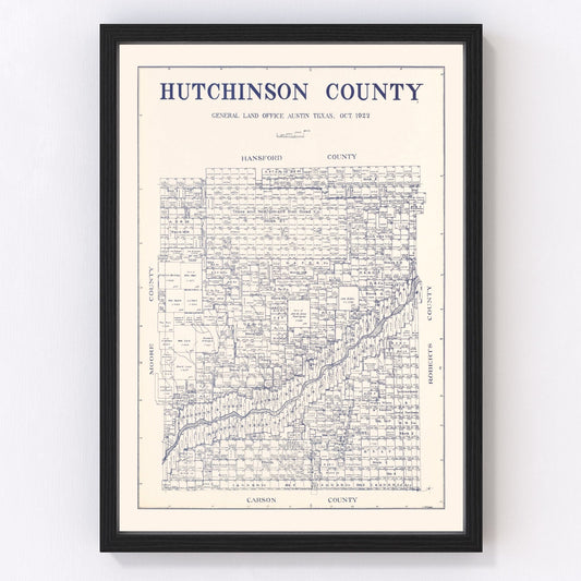 Vintage Map of Hutchinson County, Texas 1922