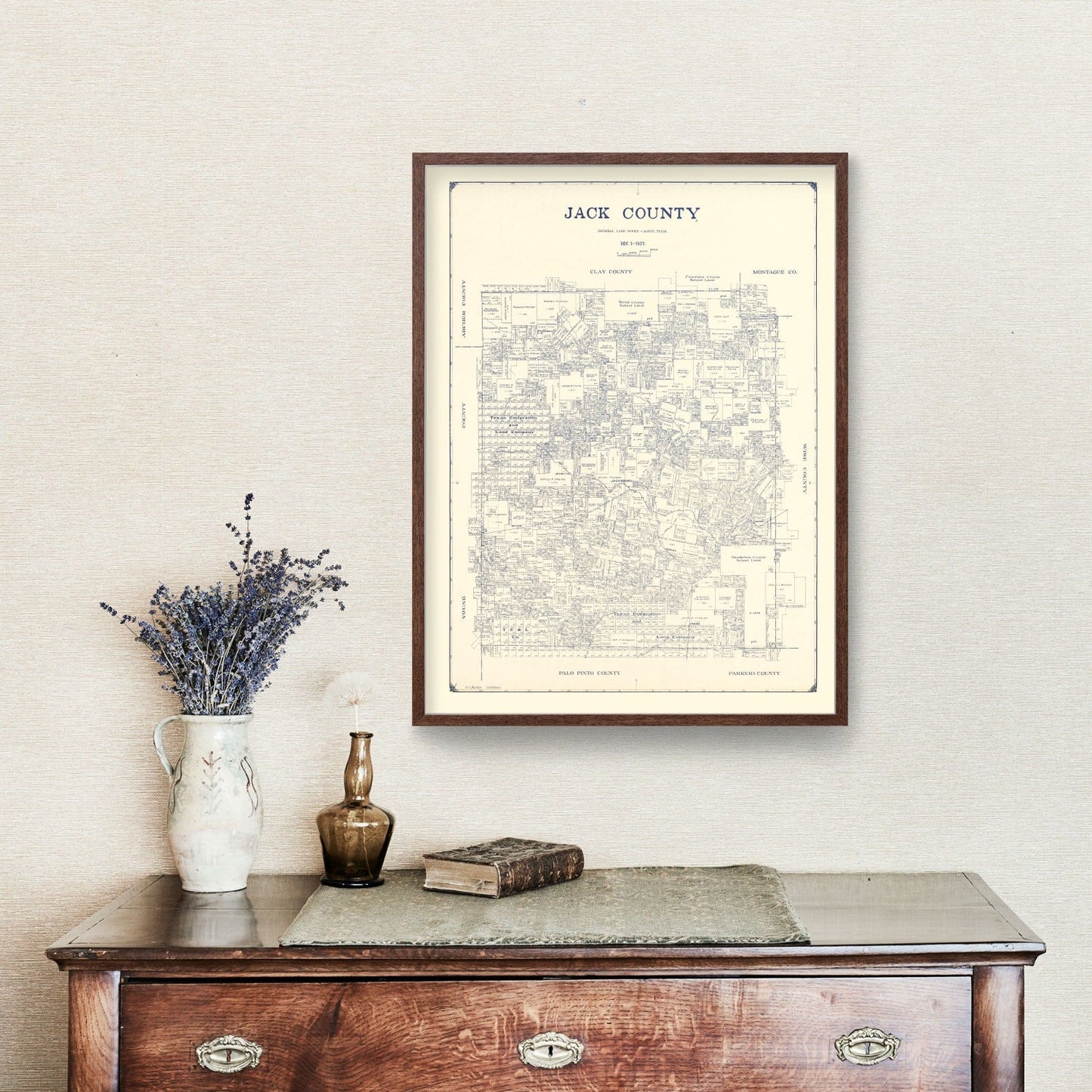 Vintage Map of Jack County, Texas 1925