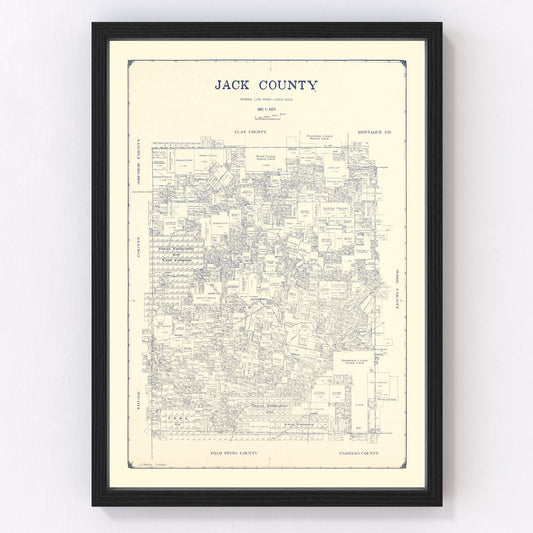 Vintage Map of Jack County, Texas 1925