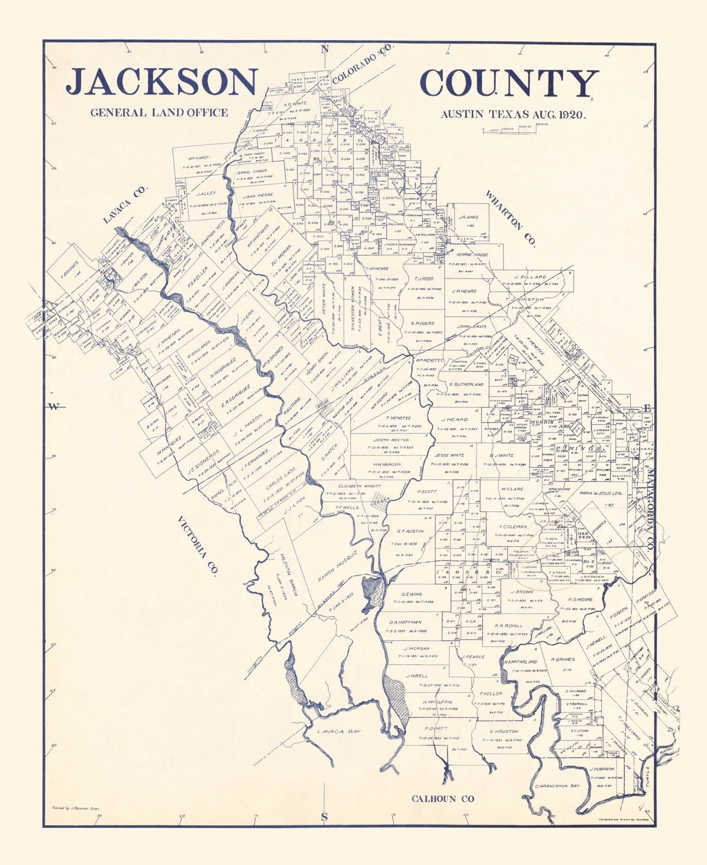 Vintage Map of Jackson County, Texas 1920
