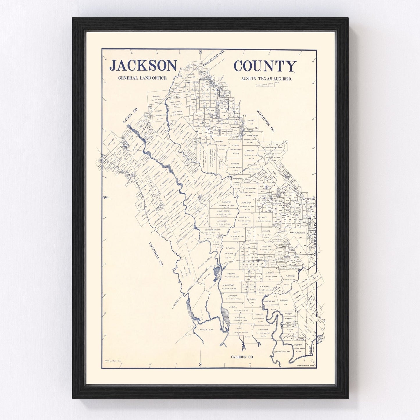 Vintage Map of Jackson County, Texas 1920