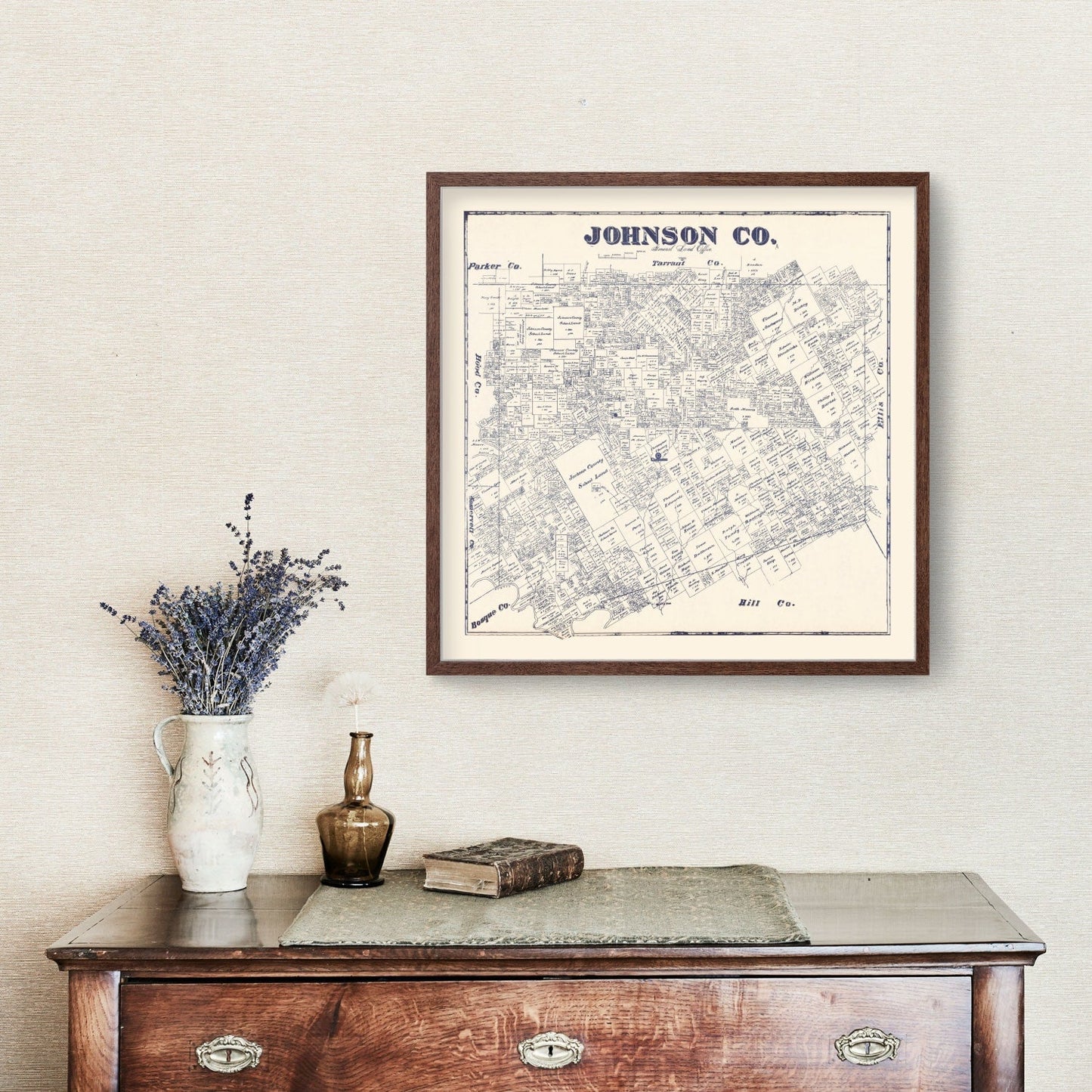 Vintage Map of Johnson County, Texas 1927