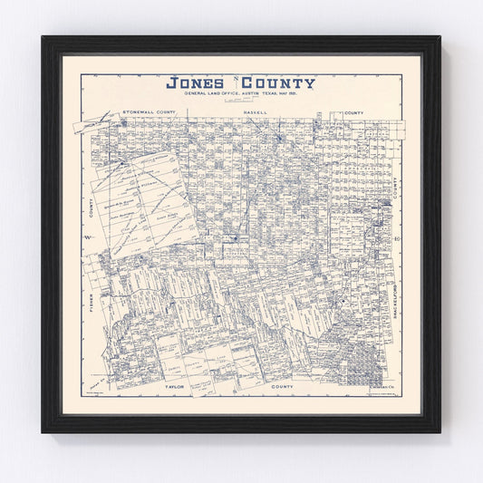 Vintage Map of Jones County, Texas 1921