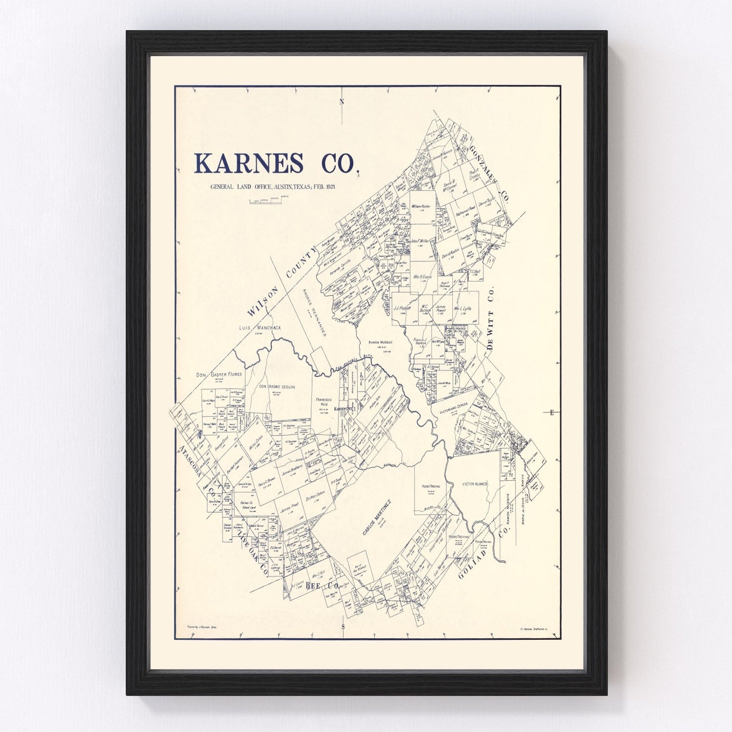 Vintage Map of Karnes County, Texas 1921