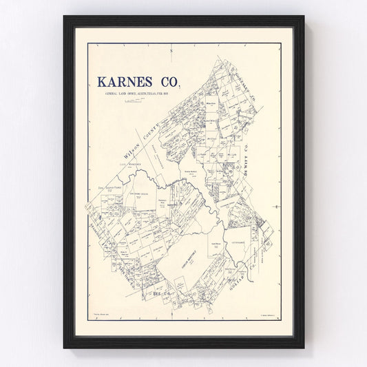 Vintage Map of Karnes County, Texas 1921