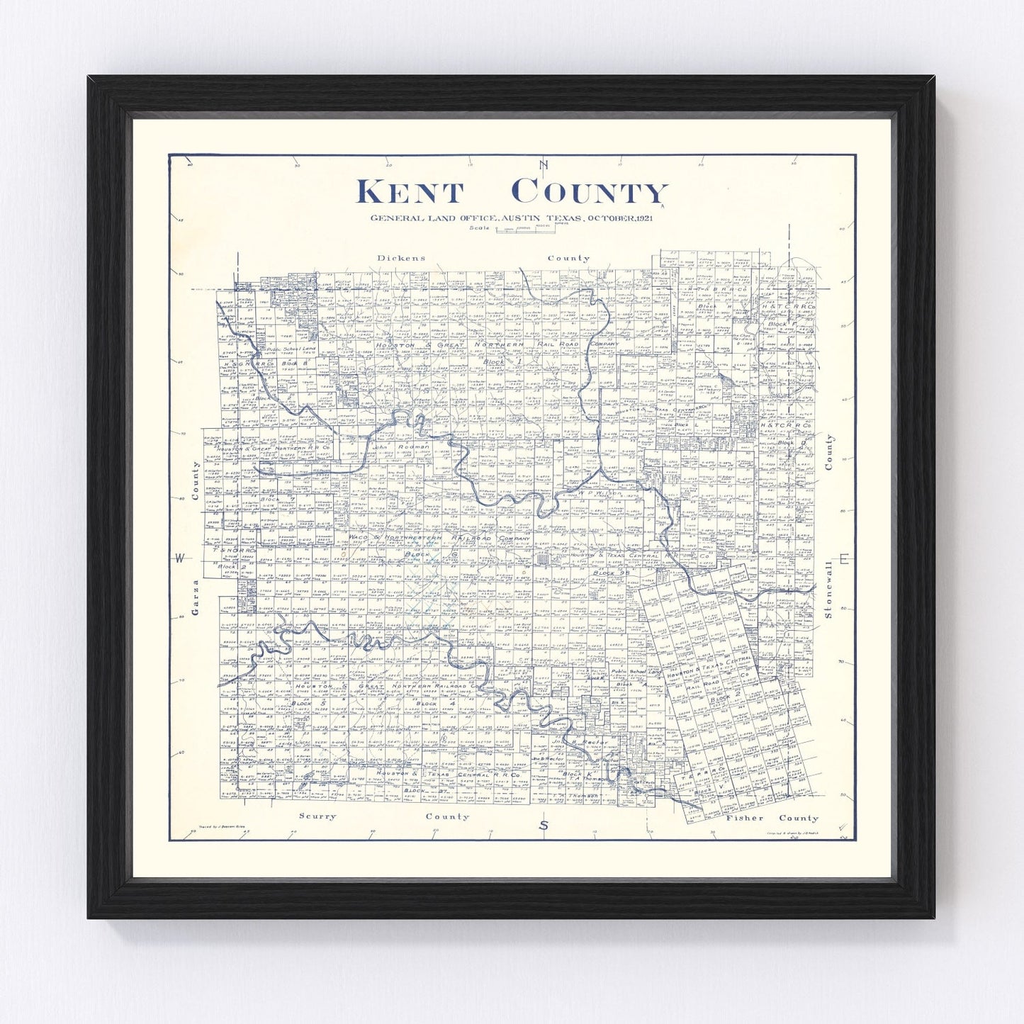Vintage Map of Kent County, Texas 1921