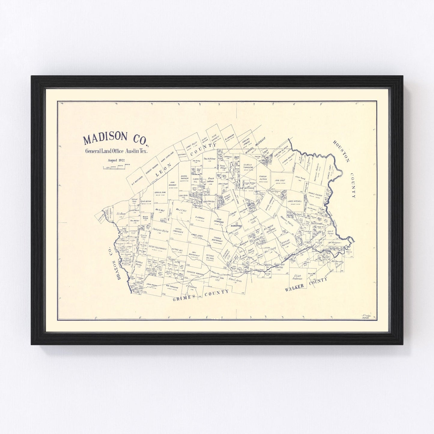 Vintage Map of Madison County, Texas 1922