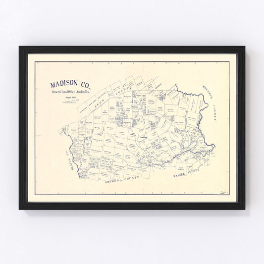 Vintage Map of Madison County, Texas 1922
