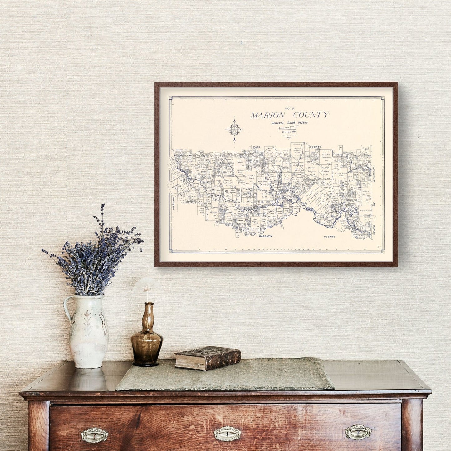 Vintage Map of Marion County, Texas 1920