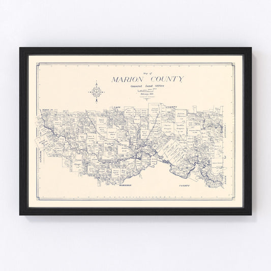 Vintage Map of Marion County, Texas 1920