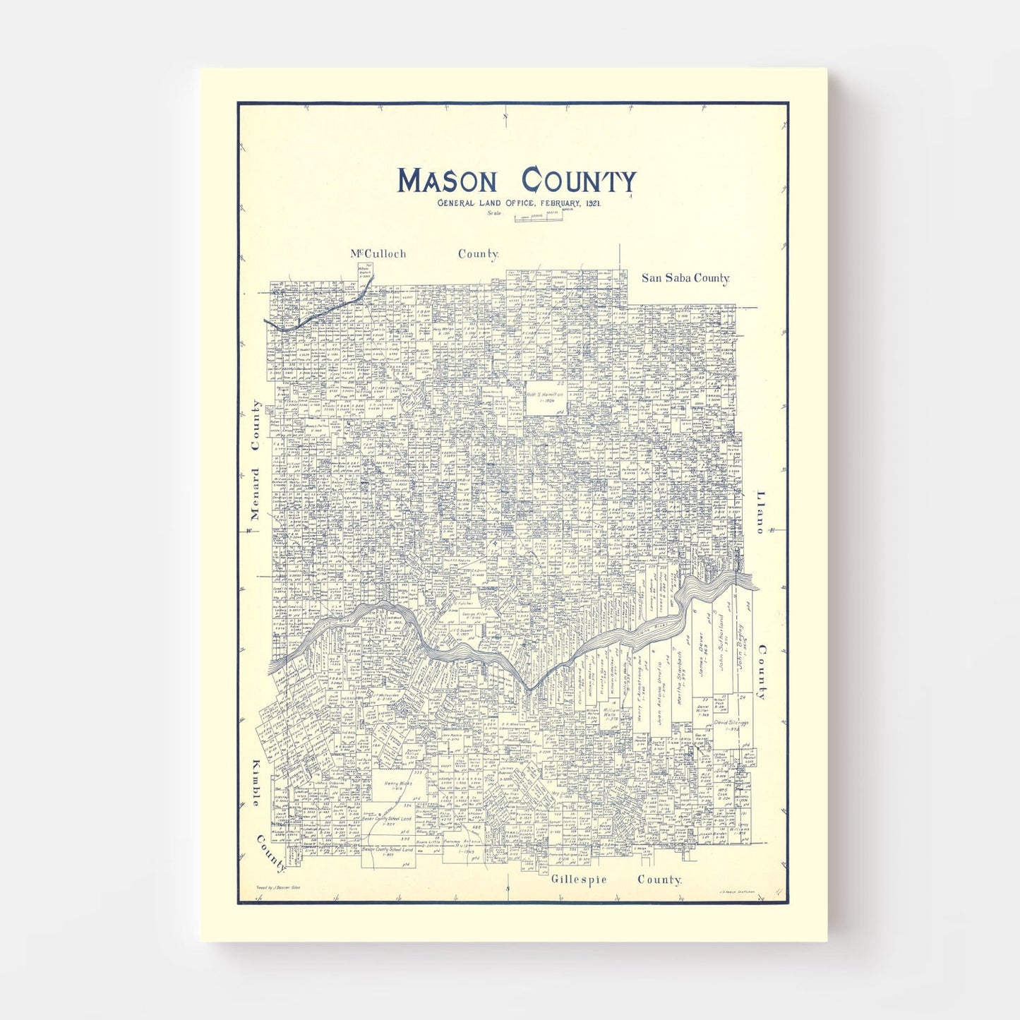 Vintage Map of Mason County, Texas 1921