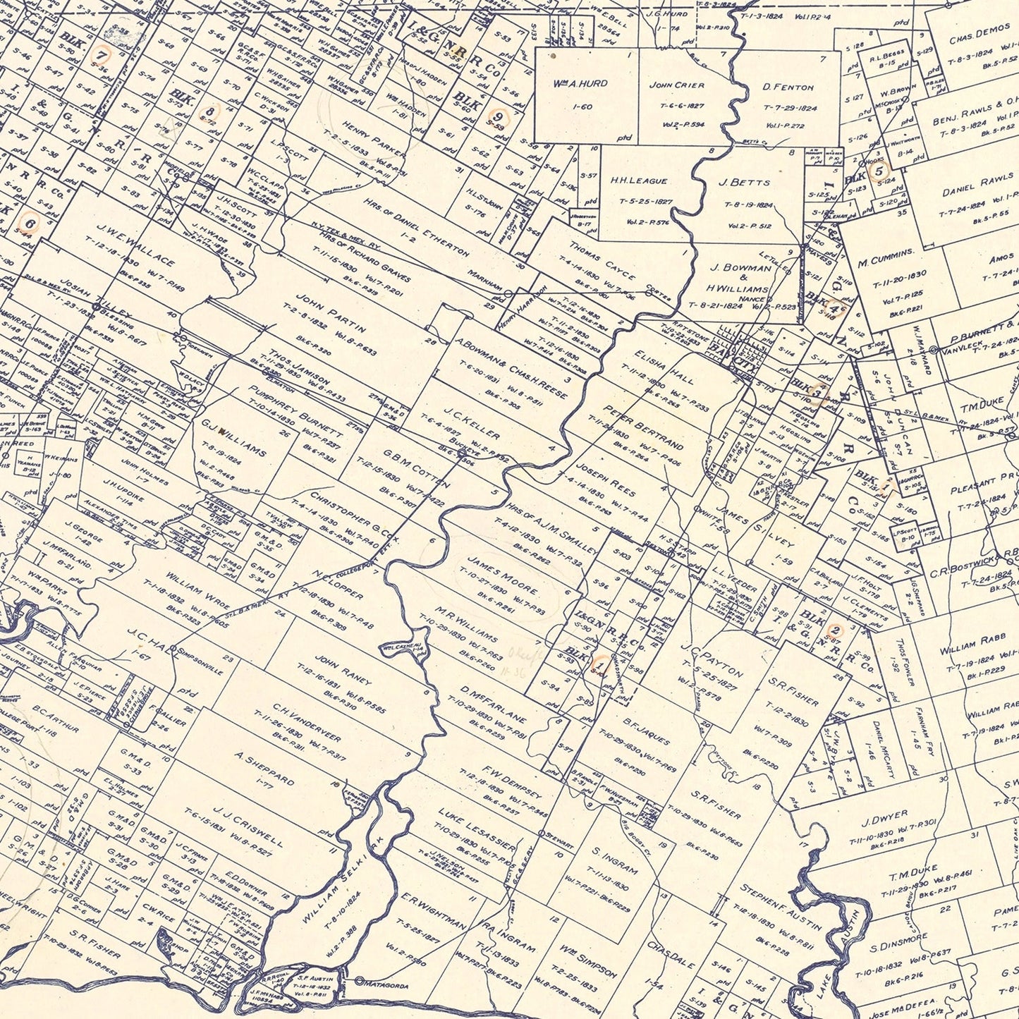 Vintage Map of Matagorda County, Texas 1920