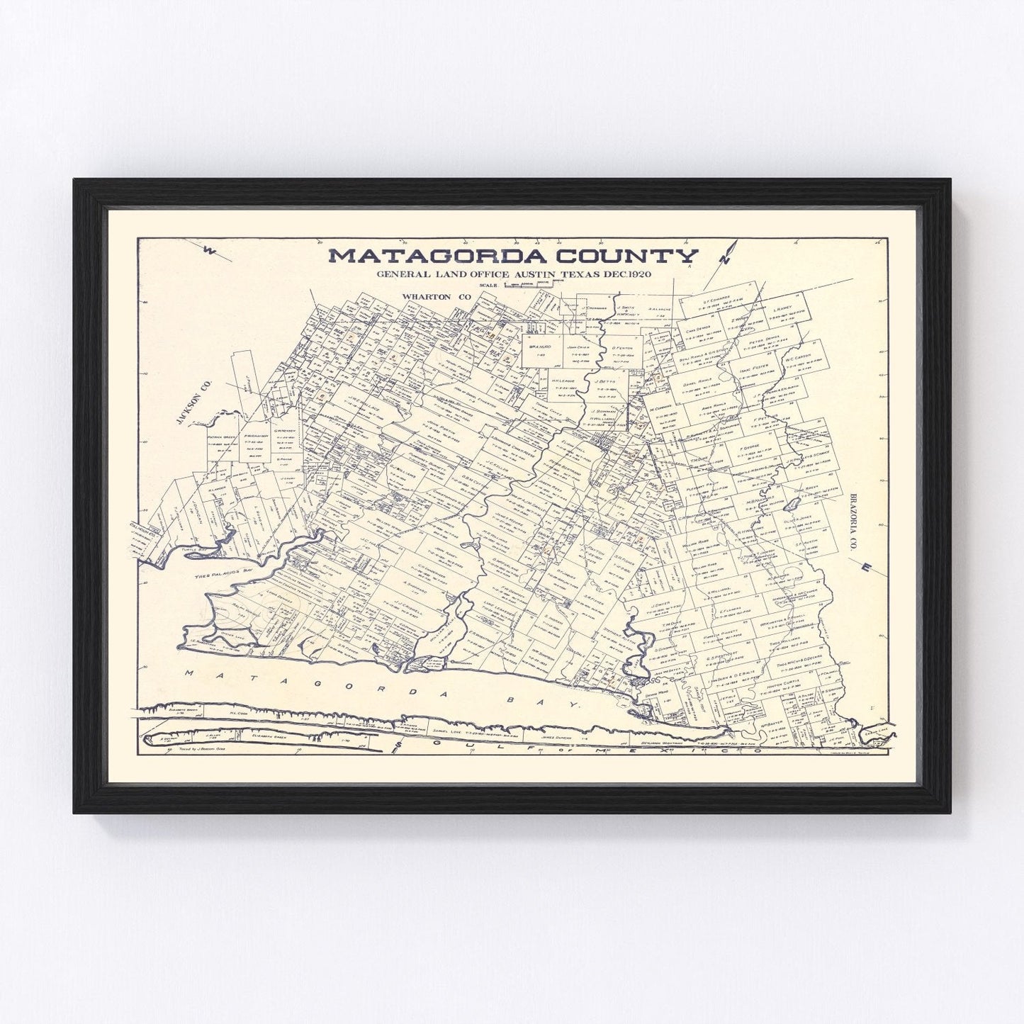 Vintage Map of Matagorda County, Texas 1920