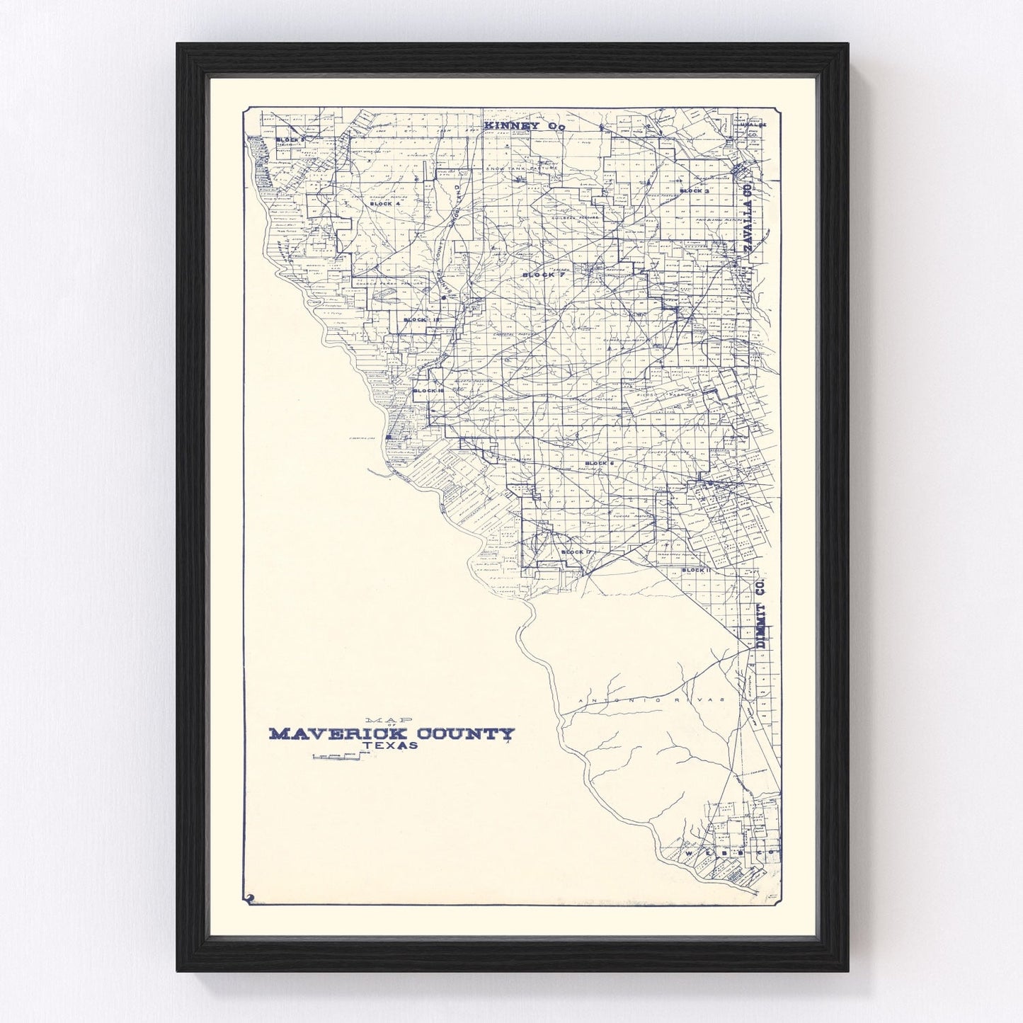 Vintage Map of Maverick County, Texas 1927