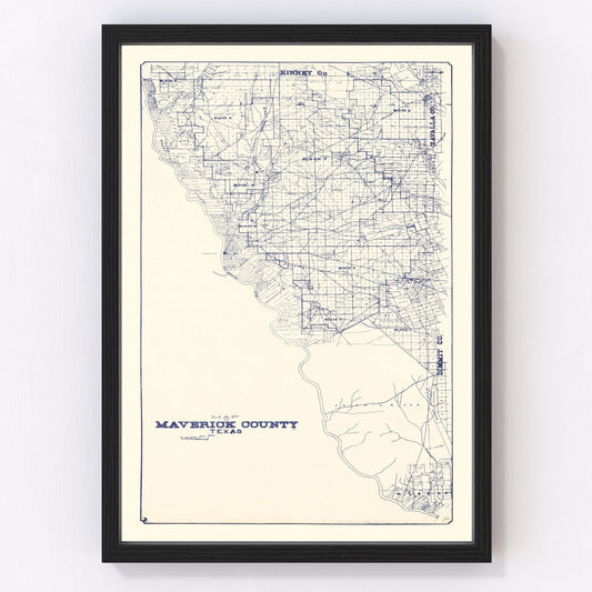 Vintage Map of Maverick County, Texas 1927