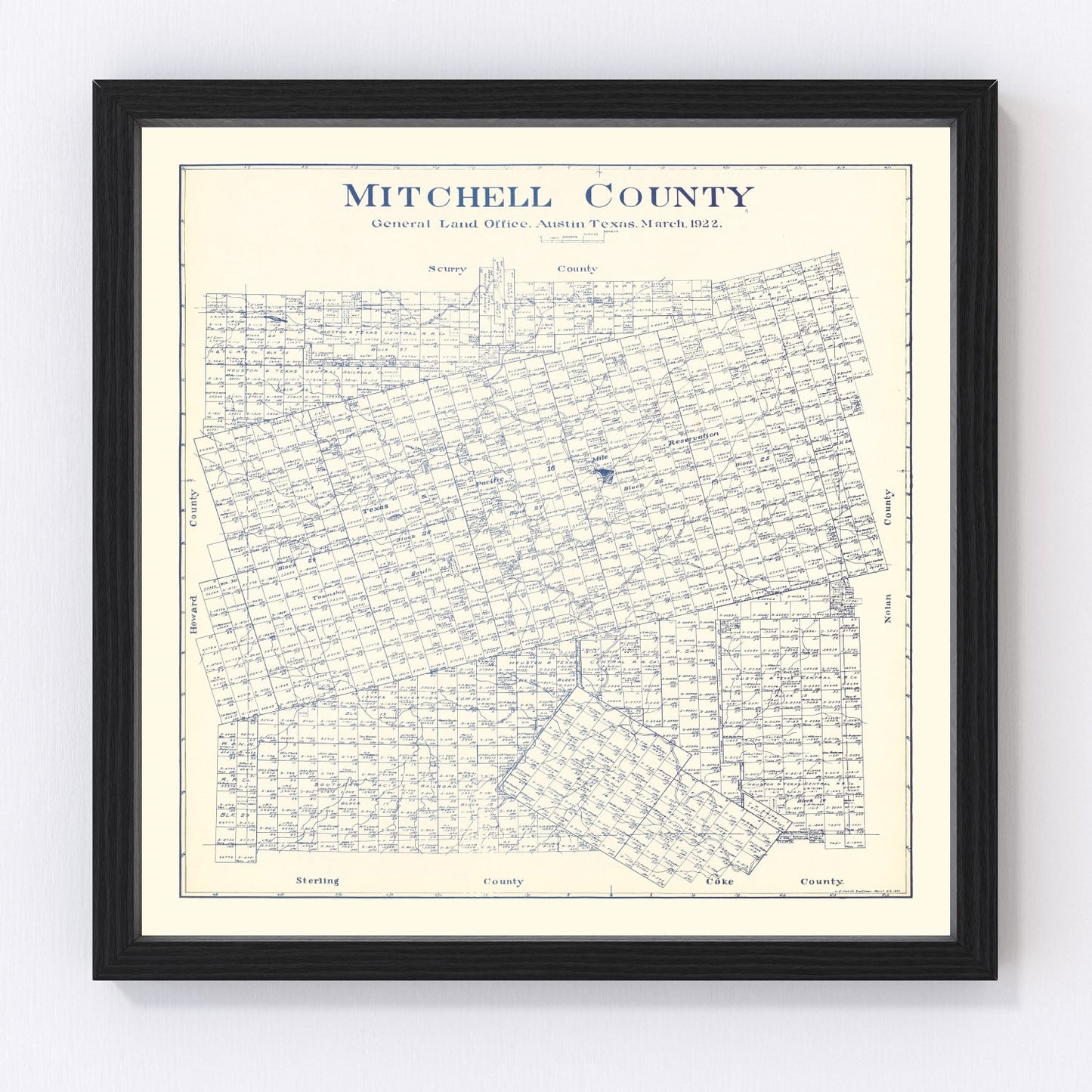 Vintage Map of Mitchell County, Texas 1922