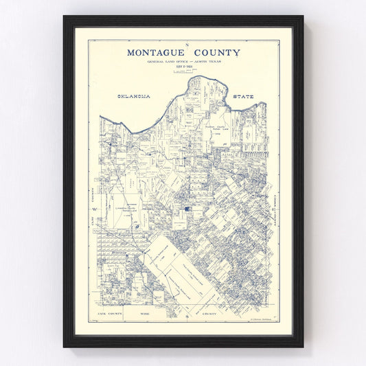 Vintage Map of Montague County, Texas 1924