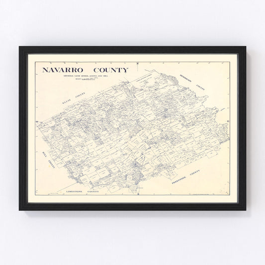 Vintage Map of Navarro County, Texas 1924