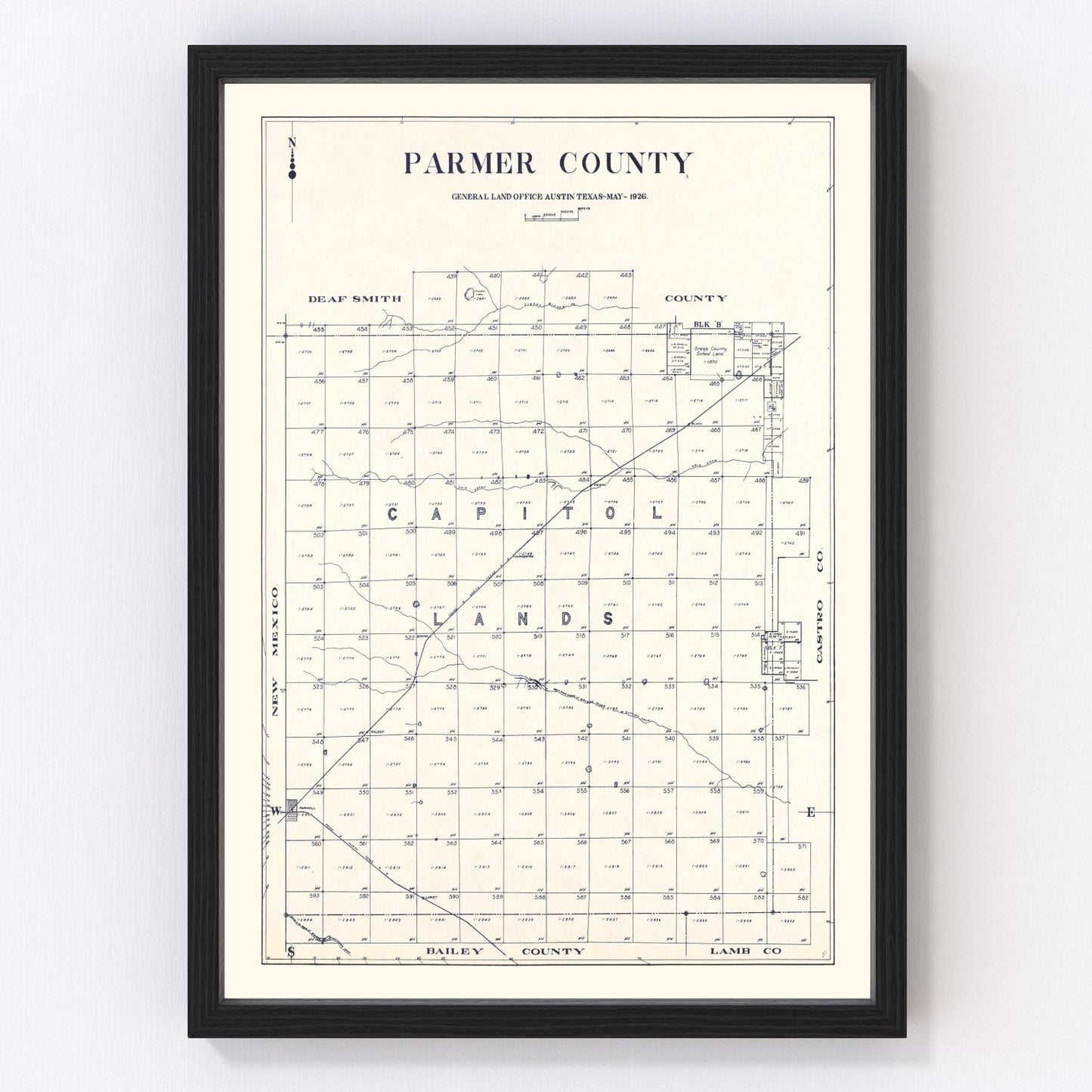 Vintage Map of Parmer County, Texas 1926