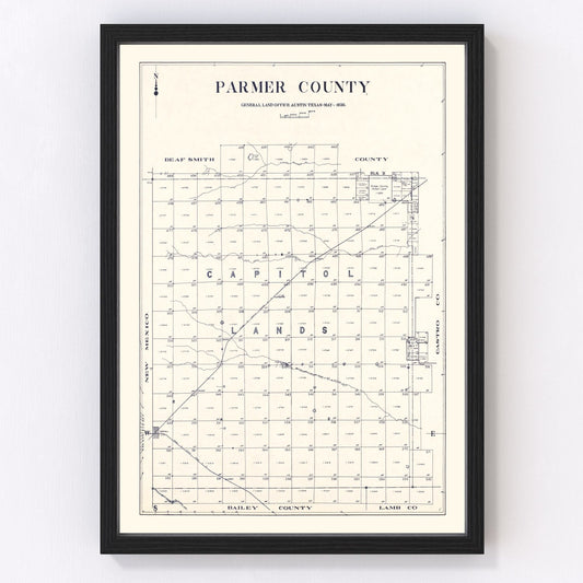 Vintage Map of Parmer County, Texas 1926