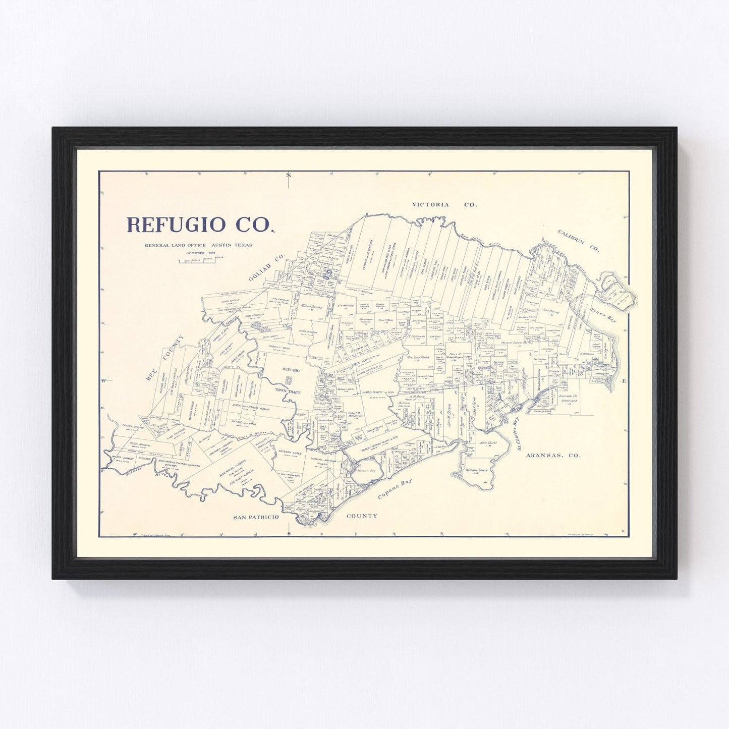 Vintage Map of Refugio County, Texas 1921