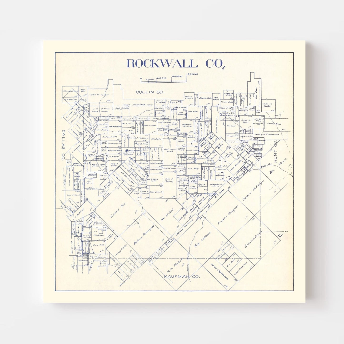 Vintage Map of Rockwall County, Texas 1927