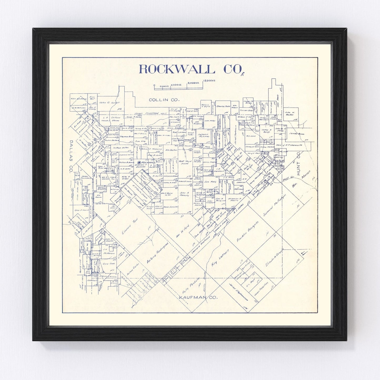 Vintage Map of Rockwall County, Texas 1927