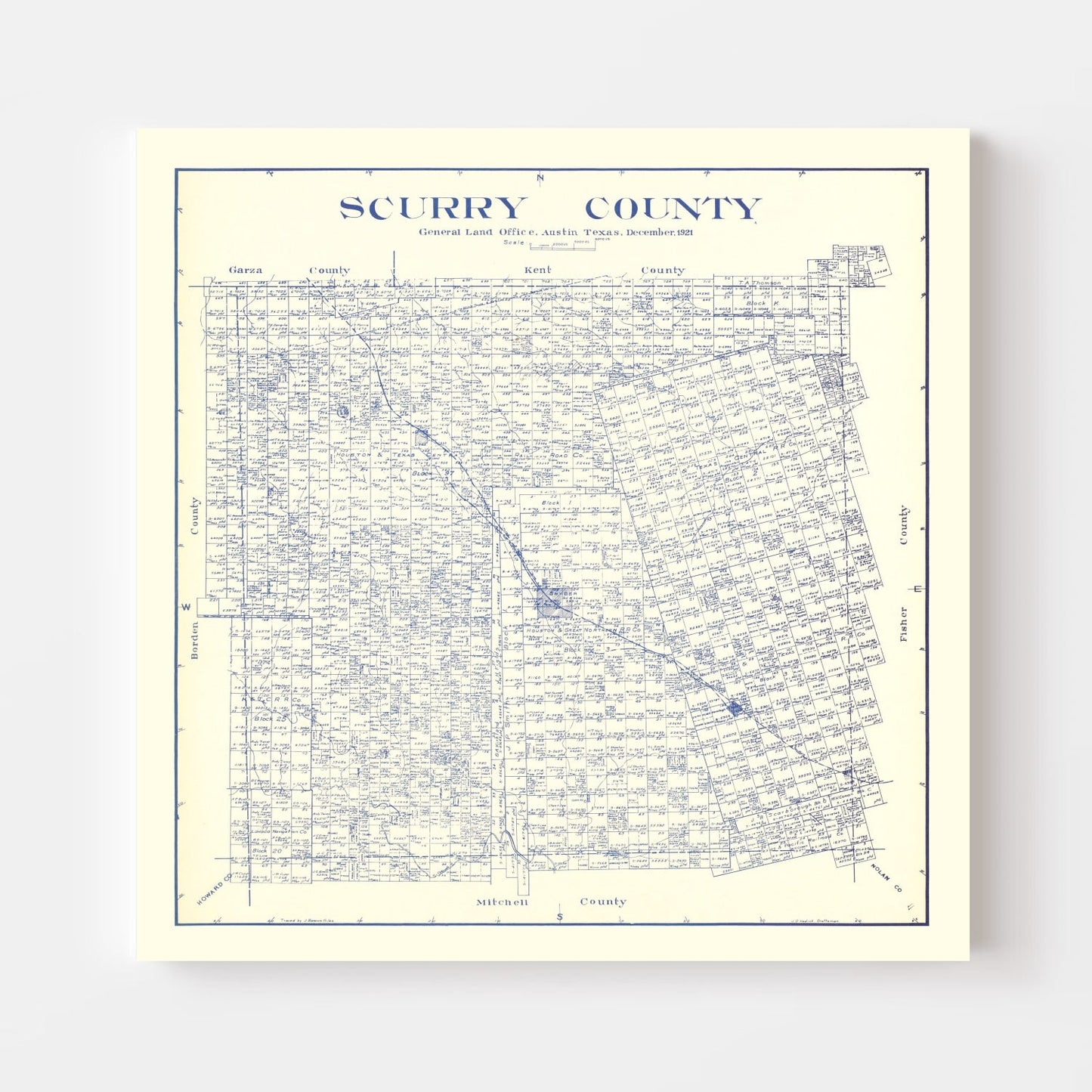 Vintage Map of Scurry County, Texas 1921