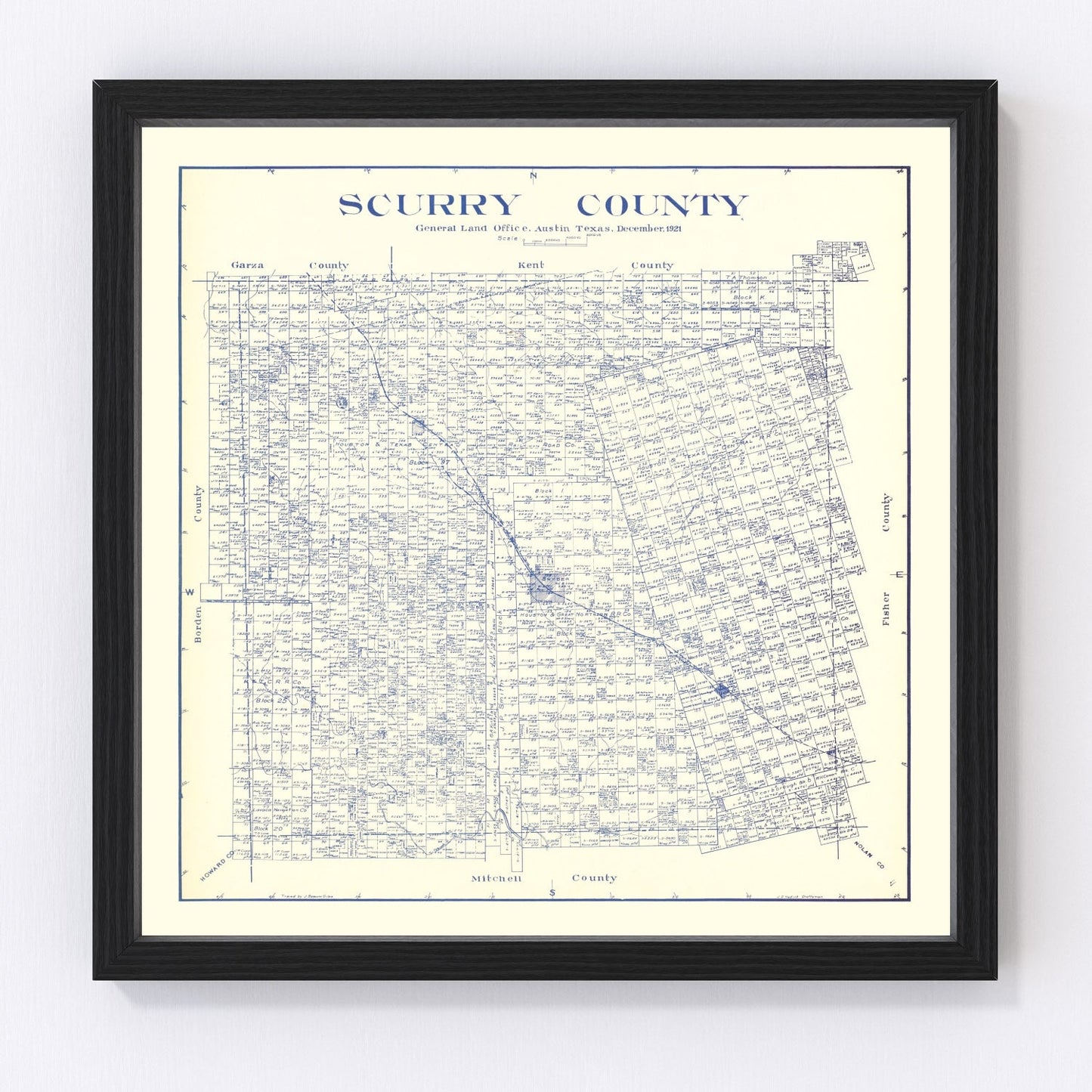 Vintage Map of Scurry County, Texas 1921