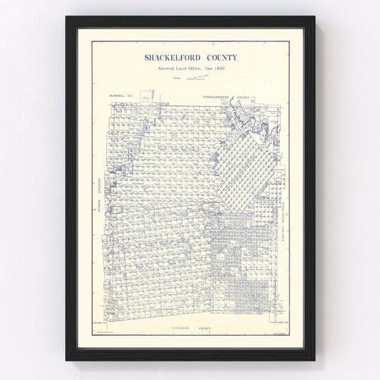 Vintage Map of Shackelford County, Texas 1920