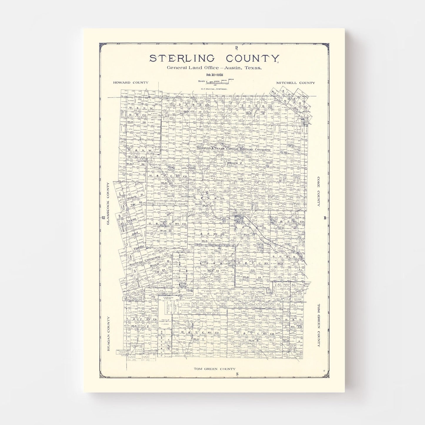 Vintage Map of Sterling County, Texas 1926