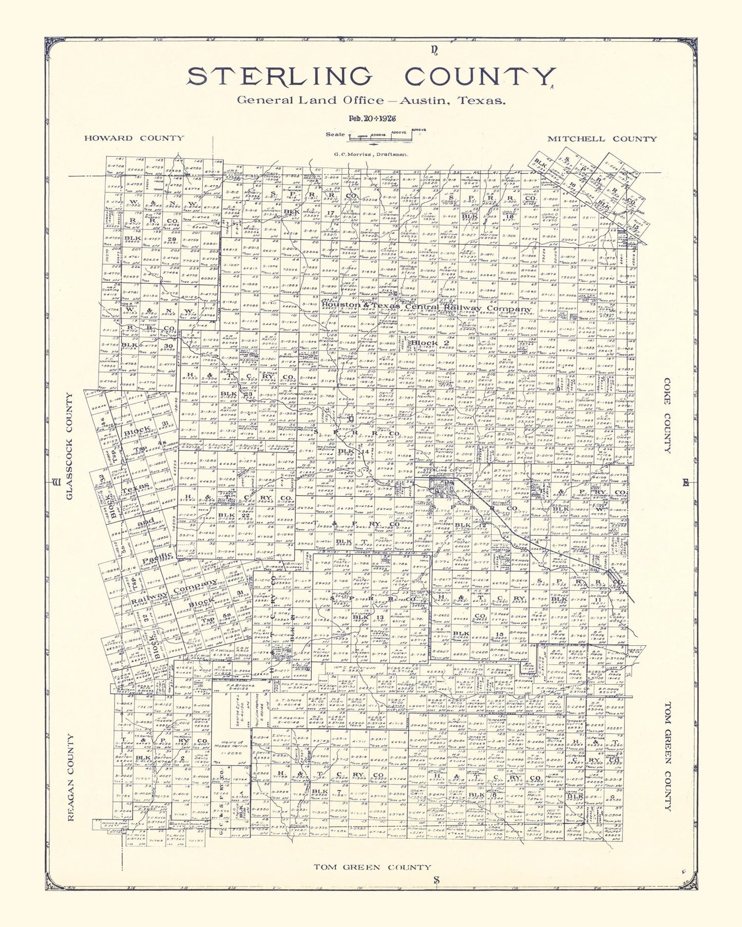 Vintage Map of Sterling County, Texas 1926